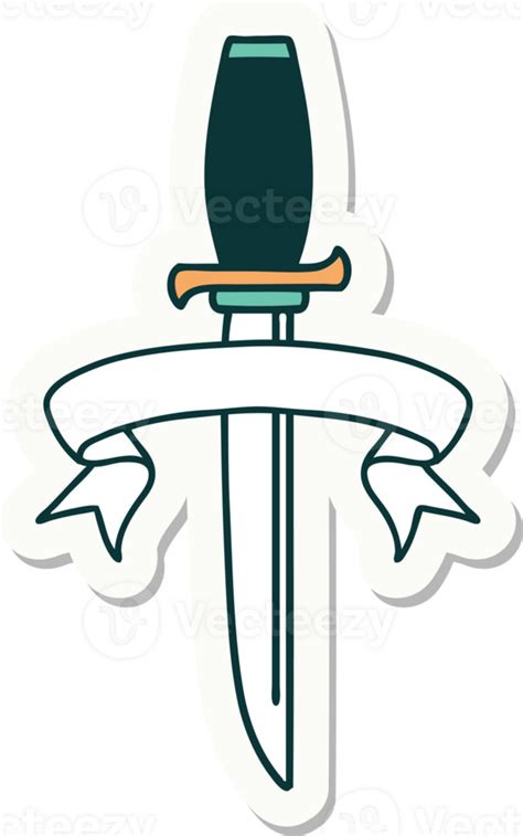 Tattoo Style Sticker With Banner Of A Dagger 45033698 Png