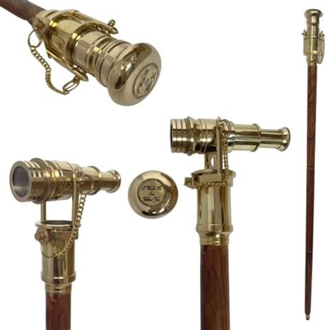 Handmade Wooden Walking Stick Wfitted Solid Brass Nautical Telescope