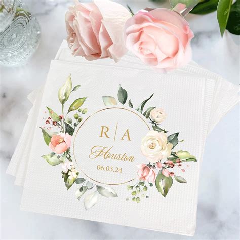 Personalized Napkins For Wedding Reception Gold