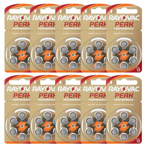 Rayovac PEAK A13 60 PCS High Performance Hearing Aid Batteries Zinc Air