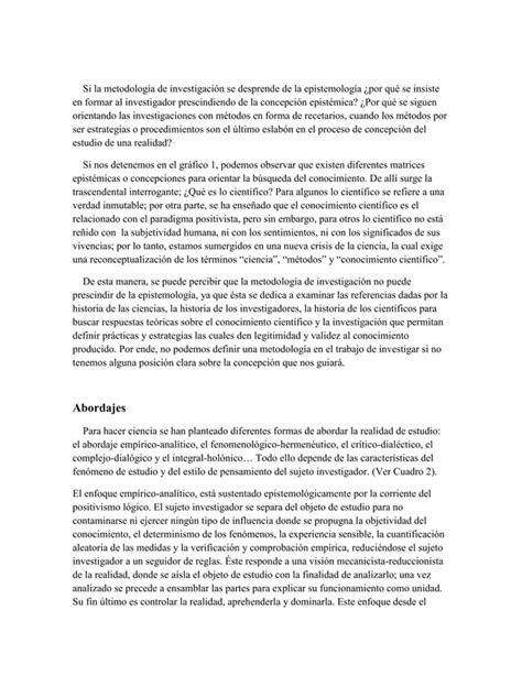 La Autonomía Del Sujeto Investigador Y La Metodología De Investigación Pdf