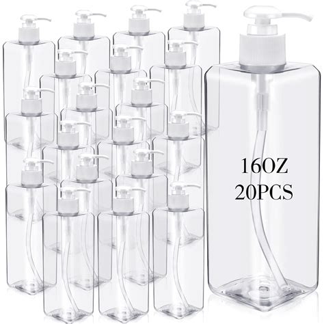 Irenare 20 Pcs Empty Shampoo Bottles 16oz 500ml Plastic Pump Bottles