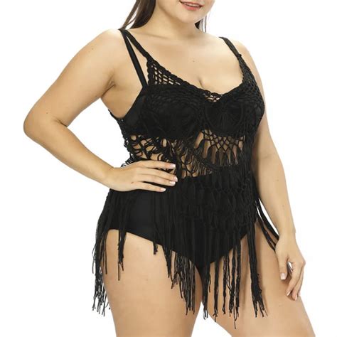 2018 New Plus Size Beach Cover Up Women Bikini Crochet Knitted Beach Dress Sexy Pareo Tassel