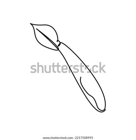 Single Line Drawing Dip Pen Stationary Stock Vector (Royalty Free ...