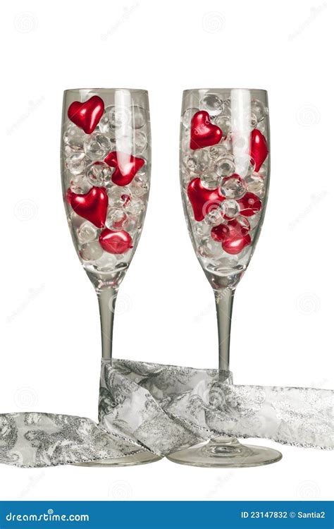 Two Valentine Champagne Glasses Stock Photo Image Of Romance