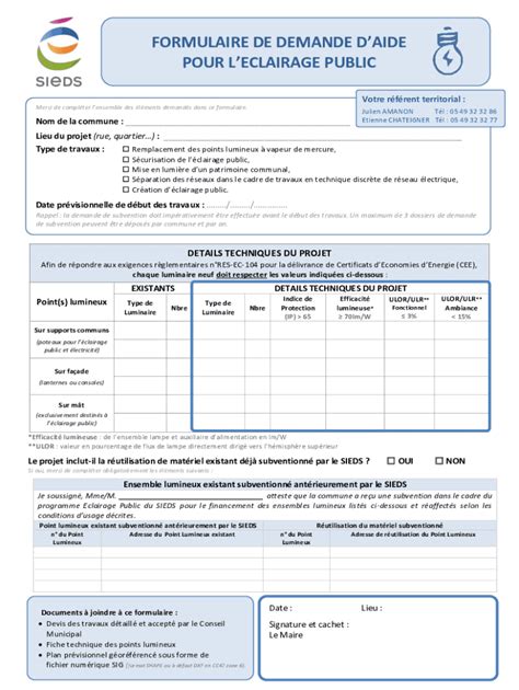 Remplissable En Ligne Formulaire De Demande Daide Pour Lelairage Puli