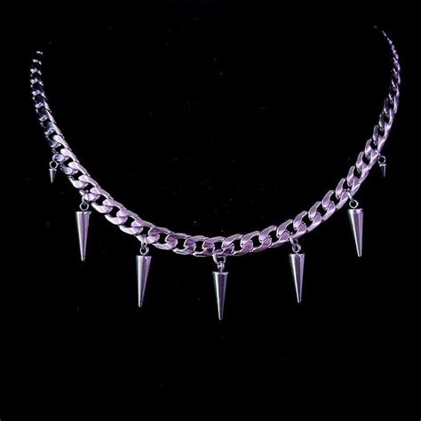 spike choker necklace! entirely stainless steel... - Depop