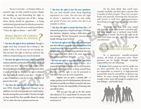 Brochure Dating And Your Right To Choose Life Cycle Books Usa