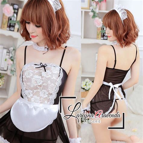 Set Lingerie Sexy G String Bando Model Cosplay Maid Eropa Lg