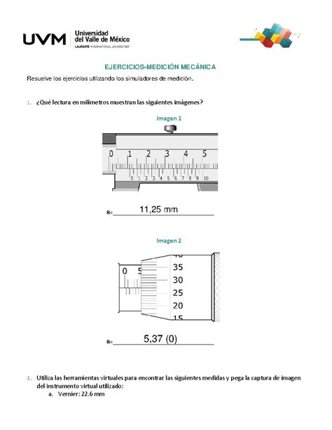 U3 Ejercicios Herramientas Medicion Edited Metrologia EJERCICIOS