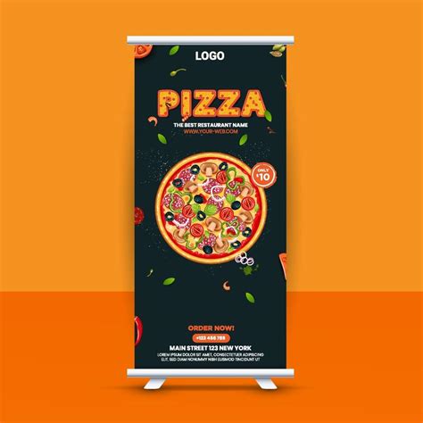 Free Fast Food Roll Up Banner Design Idea For Restaurant 2566138 Vector