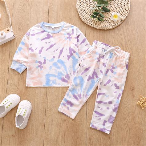 Lion Toddler Kids Baby Girls Boy Tie Dye Print Tops T Shirt Pants