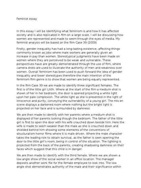 Feminist Essay Gender Inequality Feminism