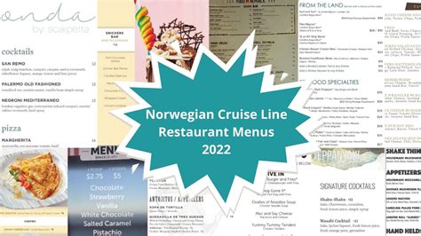 Norwegian Cruise Line Menus 2024 Doreen Nolana