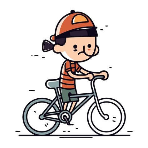 Premium Vector Cute Boy Riding A Bike Vector Illustration In Cartoon