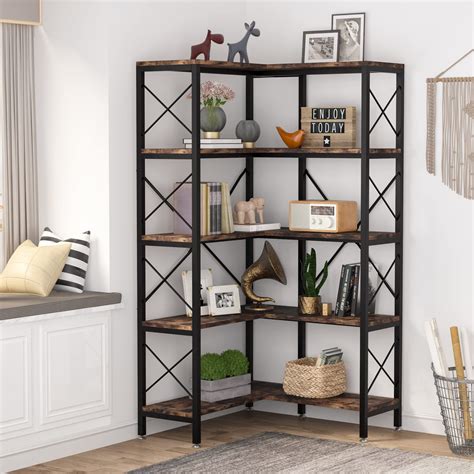 Buy Tribesigns 5 Shelf Corner Bookshelf Large Modern Corner Bookcase