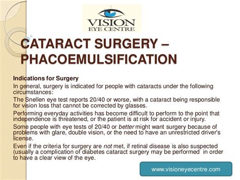 Cataract surgery – phacoemulsification