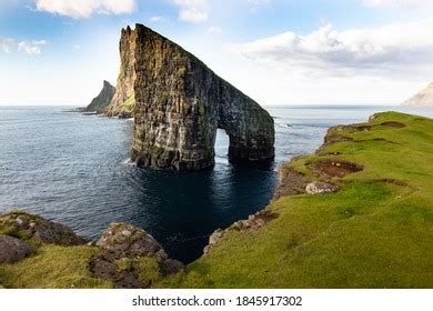 Gigapan Panorama Drangarnir Gate Faroe Islands Stock Photo