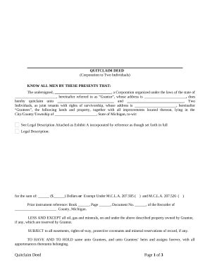 Quitclaim Deed From Corporation To Two Individuals Michigan Doc