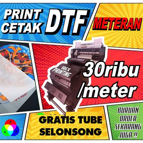 Jual Jasa Print DTF Cetak Sablon DTF Meteran Lebar 60cm Siap Press