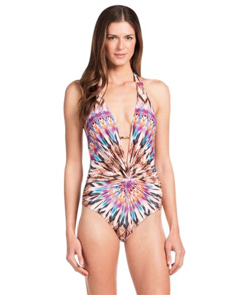 Kenneth Cole Miss Mojave V-Plunge Halter One Piece Swimsuit | One Piece