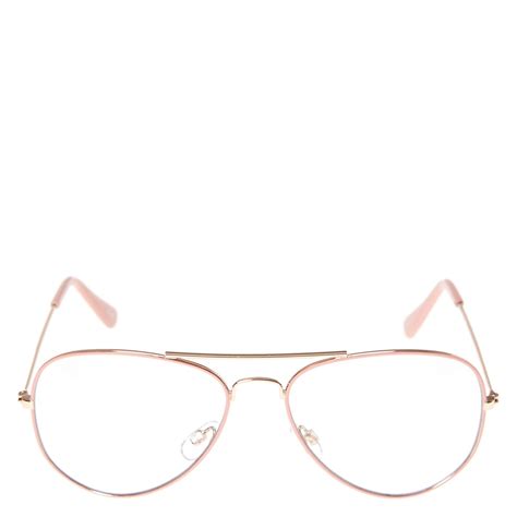 Blush Aviator Clear Fake Glasses Claires Us