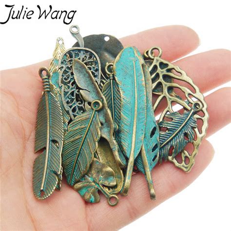 Julia Wang breloques en alliage Bronze Antique 14 pièces feuilles