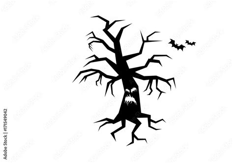 Horror tree silhouette vector. Silhouette of a tree on a white ...