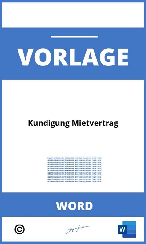 K Ndigung Mietvertrag Vorlage Word