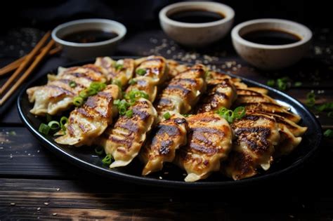 Premium Ai Image Japanese Grilled Dumplings Called Gyoza