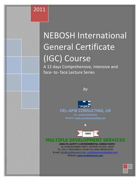 Pdf Nebosh International General Certificate Igc Downloads Nebosh