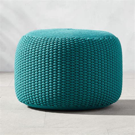 Woven Leather Pouf + Reviews | CB2