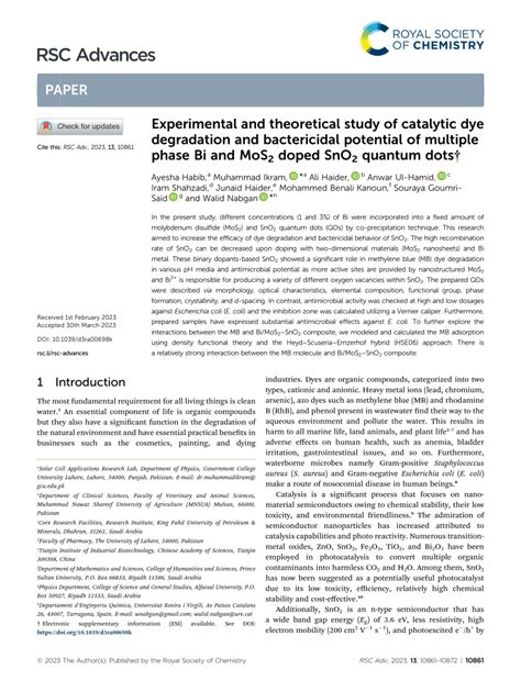 Pdf Experimental And Theoretical Study Of Catalytic Dye Degradation