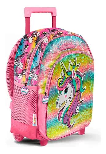 Mochila Escolar Carro Grande Unicornio Lentejuelas Original Nena Nenas