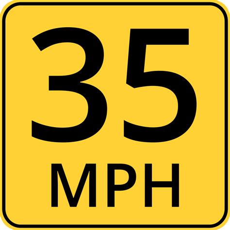 35 MPH Speed Limit Advisory Yellow Traffic Sign Template | Square Signs