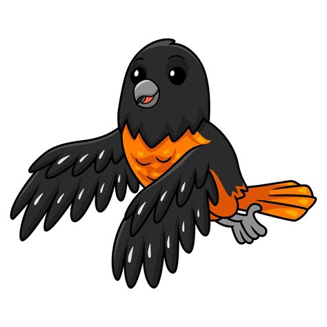 Cute Baltimore Oriole Bird Cartoon Flying Vector Art At Vecteezy