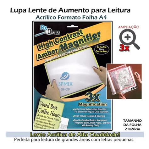 Lupa Lente De Aumento Leitura A Gigante Formato Folha Acr L No Shoptime