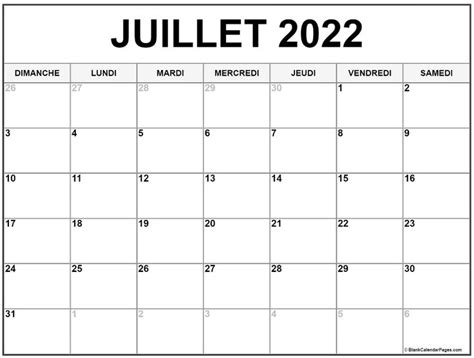 Juillet Calendrier Imprimable Calendrier Gratuit Calendrier