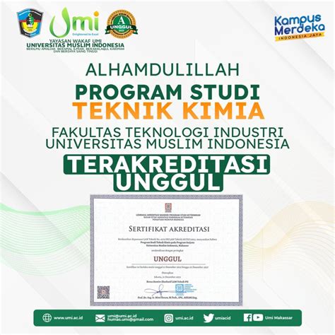 prodi teknik kimia fti umi akreditasi unggul official website