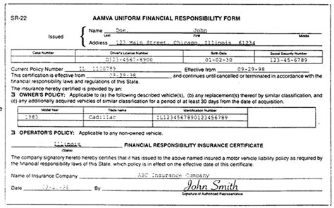 Printable Sr 22 Form - Printable Forms Free Online