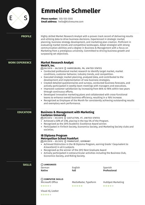 Market Research Analyst Resume Example Kickresume