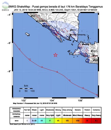 Gempabumi Tektonik M 5 0 Terjadi Di Zona Megathrust Selatan Selat Sunda