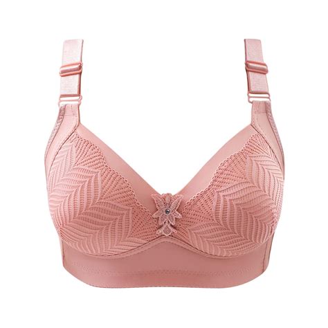 Reoriafee Bra For Seniors Bra For Older Women Wireless Underwear New Sexy Bra Pink L