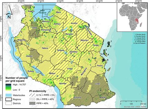 United Republic Of Tanzania Detailed By Regions And Districts The Map