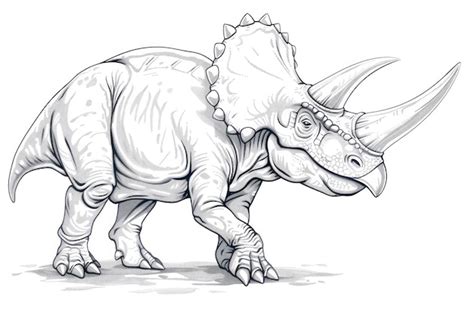 Triceratops Dinosauro Ilustração de página de colorir imagem Premium