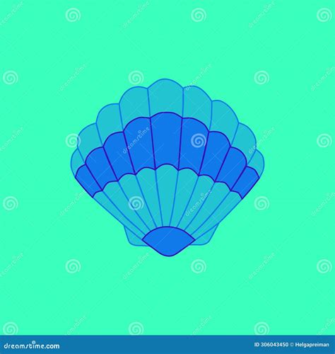 The Blue Seashell On The Green Background Stock Illustration