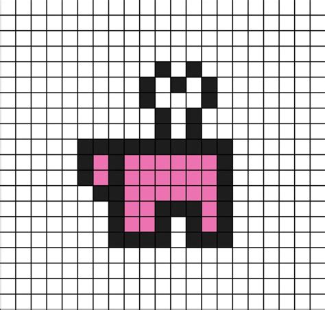 A Small Ish Pixel Art Template Of The Pink Imposter Dead Split In