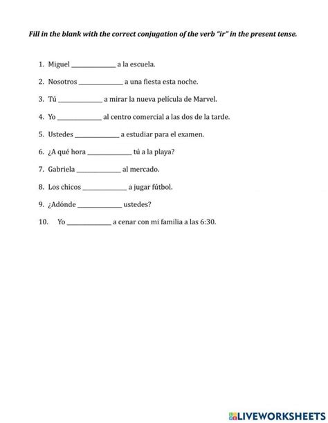 El Verbo Ir Worksheet