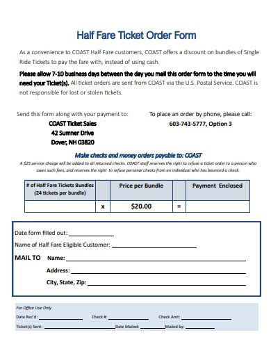 Free Ticket Order Form Samples In Pdf Ms Word