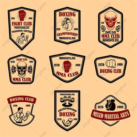 Mma Boxing Vector Hd Png Images Set Of Mma And Boxing Club Emblems